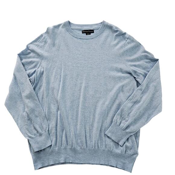Christian Lacroix Mens Light Blue Sweater Blue Pima Cotton Silk Cashmere Size XL - Picture 1 of 6
